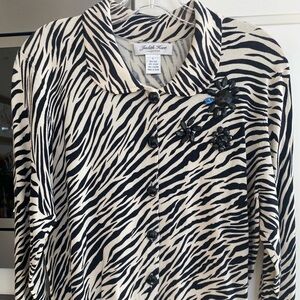 Judith Hart Black and White Zebra Print Sweater